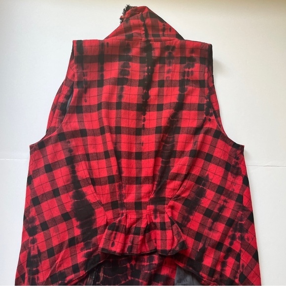 Anthropologie Elevenses Roxanne Vest Flannel Red Black Buffalo Plaid Check Sz S - Picture 13 of 16